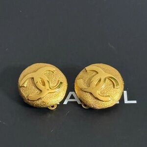 Chanel Gold Plated CC Clip on Earrings